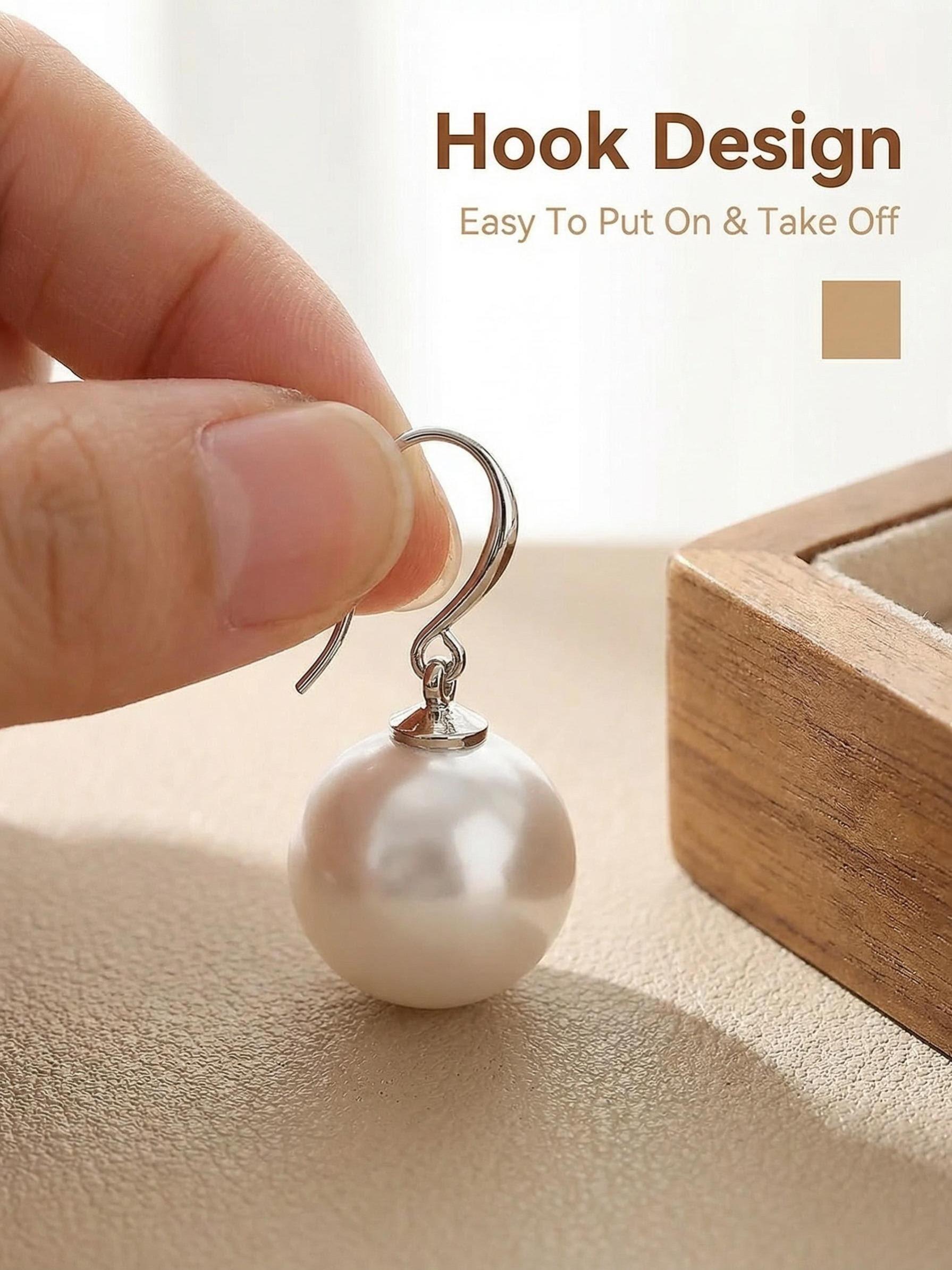 Elegant Large Pearl Earrings, Minimalist Style, High-End Fashion Jewelry, Bold and Chic Ear Accessories, Perfect for Any Occasion