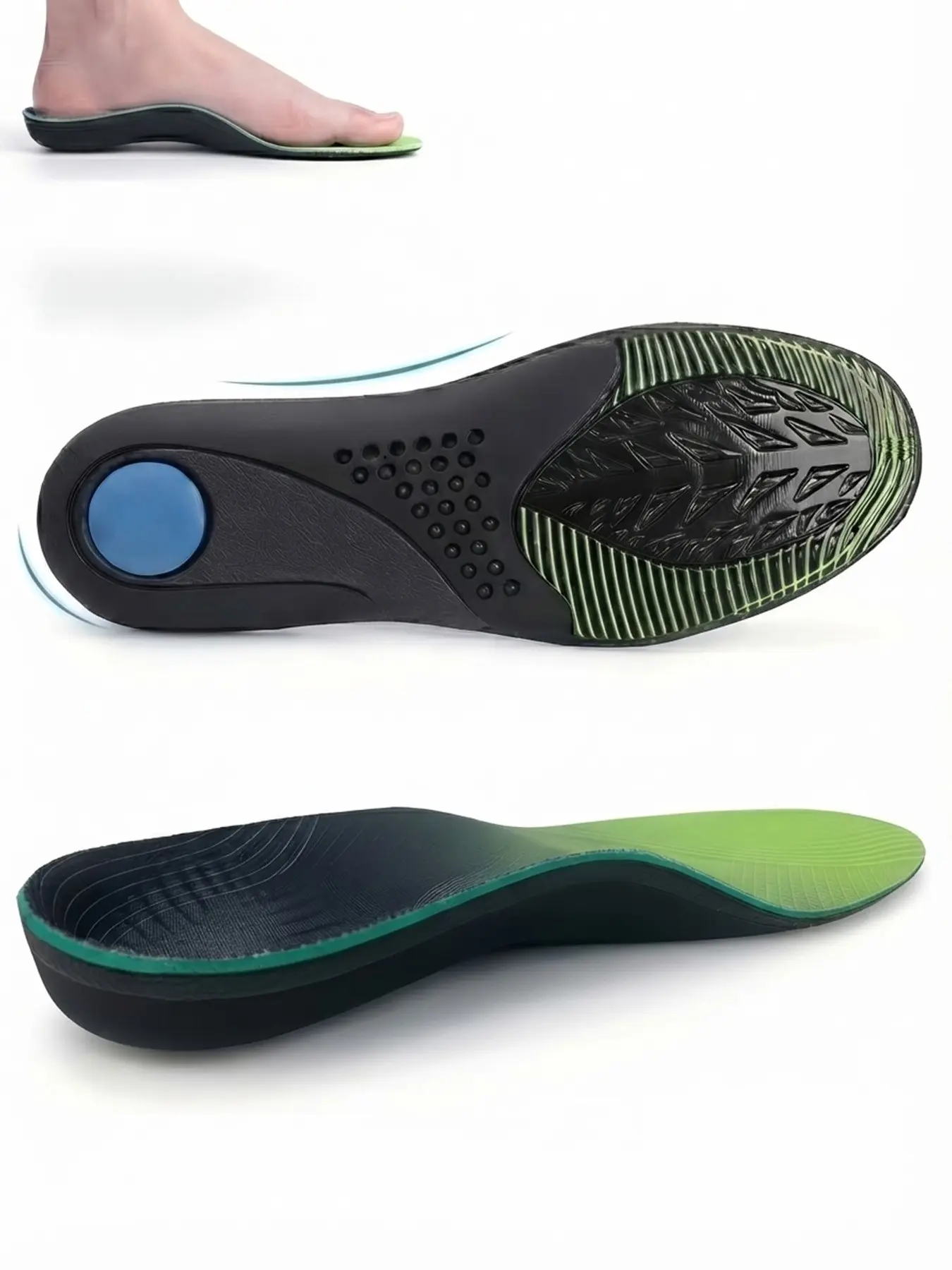 Pain Relief Orthotic Insoles, High Arch Support for Plantar Fasciitis, Unisex Flat Foot Correction, Work Boots Cushions