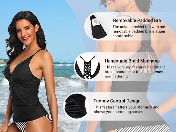 Holipick Tankini Top for Women V Neck Tummy Control Swim Top Ruched Bathing Suit Top Only No Bottom Holipick Tankini Top for Women V Neck Tummy Control Swim Top Ruched Bathing Suit Top Only No Bottom