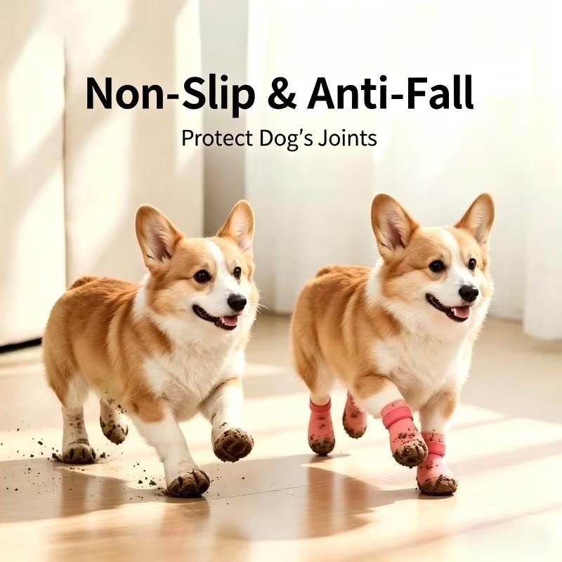 4-Pair Set Dog Boots, Anti-Slip Wear-Resistant Pet Shoes Puppy Shoes for Outdoor Sports, Protective Paw Covers