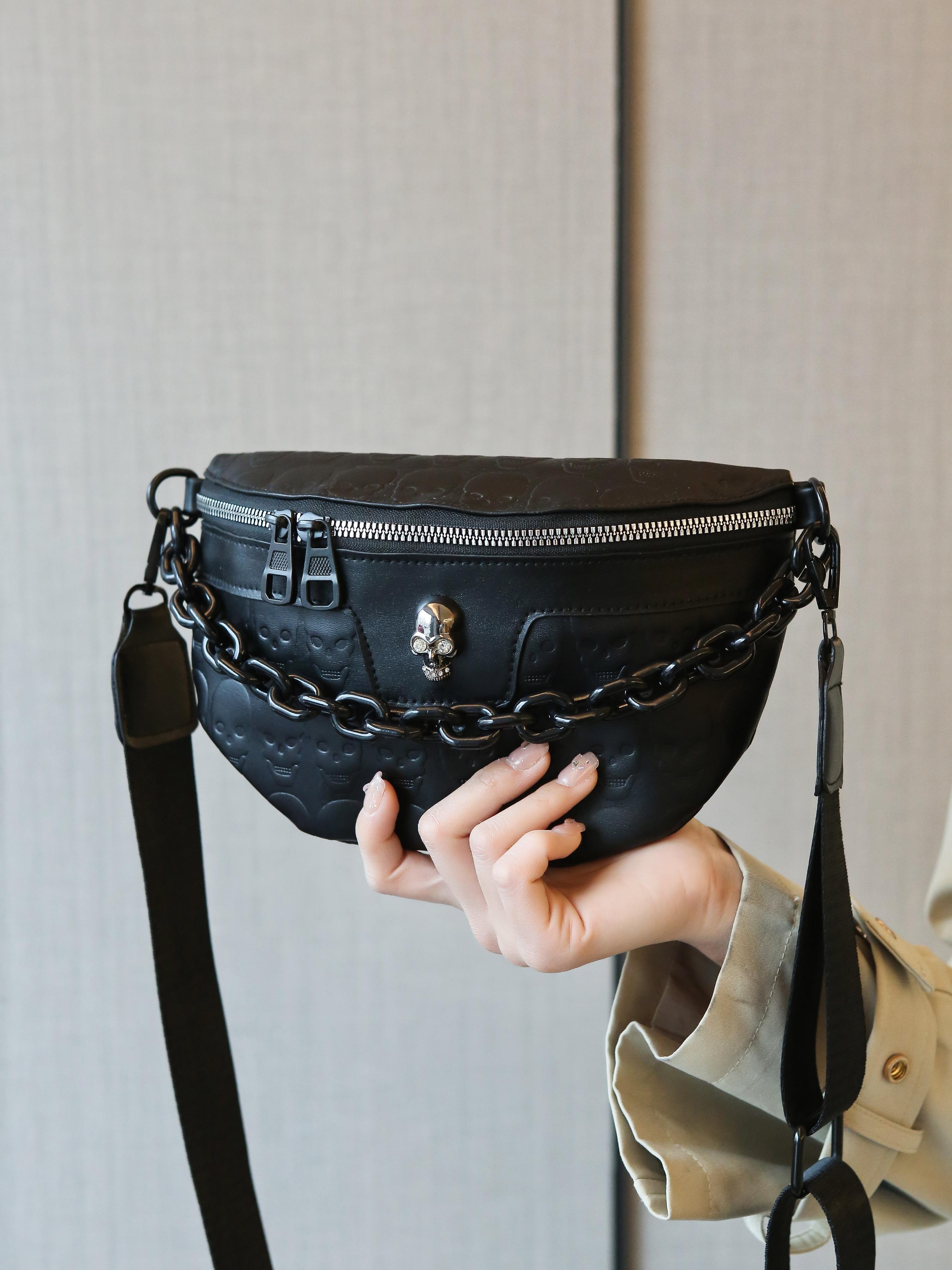 New Unique Design Skull Pattern Bag, Bold Fashionable Shoulder Crossbody Bag, Versatile Style for All Occasions, Crossbody Chain Bag, Fashionable Unique Bags