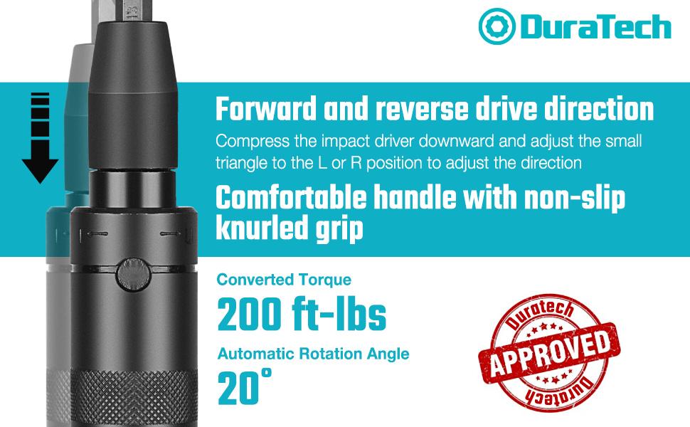 #SpringGlowUp DURATECH Drive Manual Impact Driver, Reversible Hand Screwdriver Set, with S2 Steel Bits, 5-Piece, for Tighten/Rusted Fasteners, Organized in Storage Case