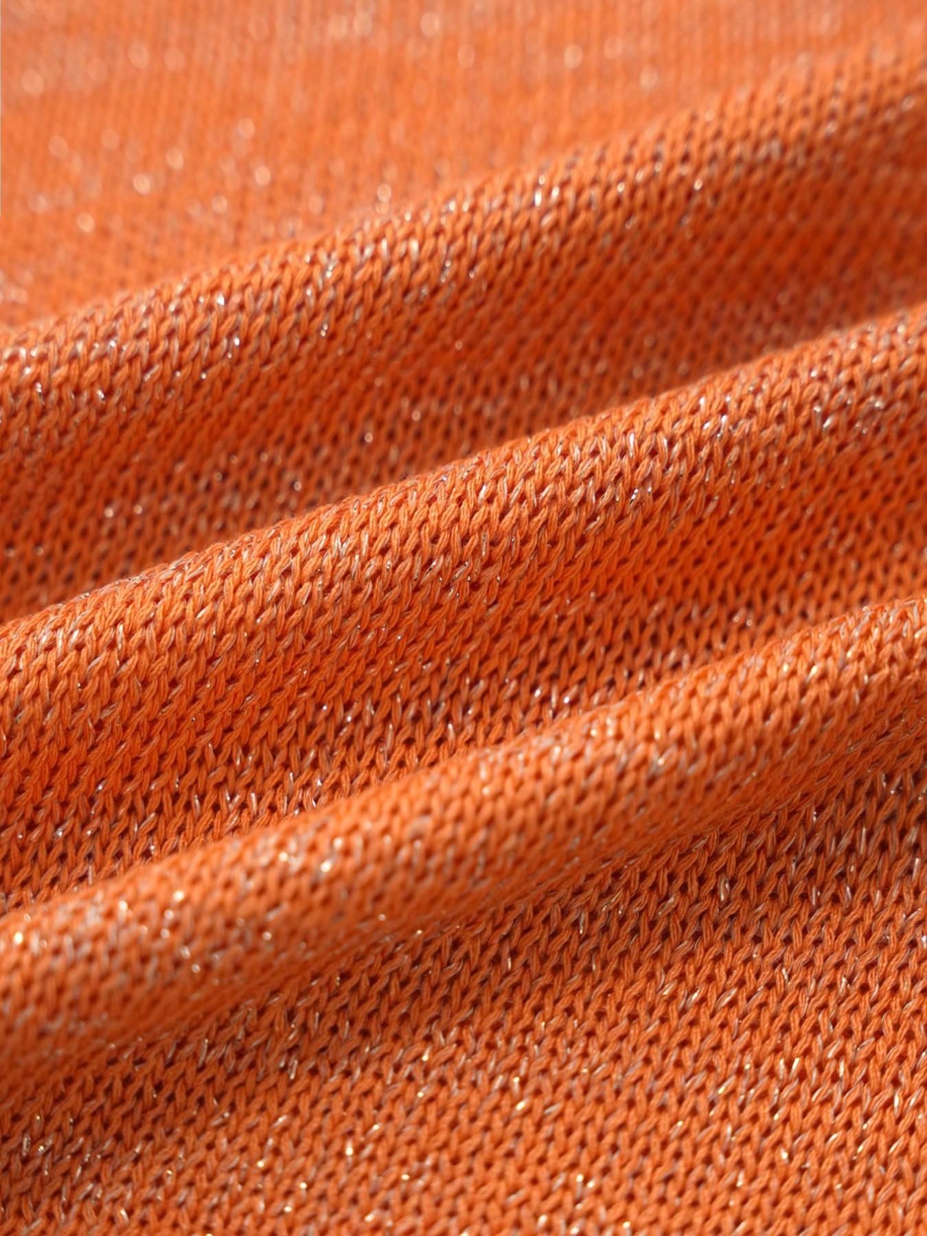 Y2K Glitter Knit Cami Top, Camisole Fit for Trendy Girls Boasting sunset orange tones with shimmering golden luster, it sparkles brilliantly under sunlight to grab all eyes instantly. The slim curved hem hugs your waistline well to conceal body flaws