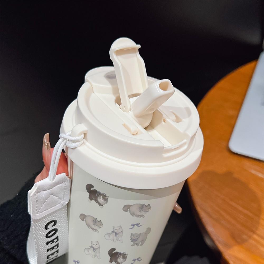 Abstract Cat Bow Texture Coffee Cup, Portable Dual Drink Insulated Tumbler, Heat/cool Water Bottle, Office, Travel, Outdoor Essential