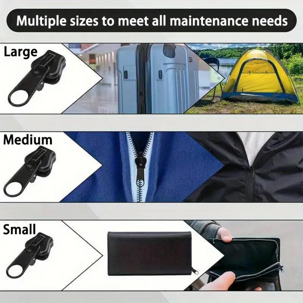 6/12/18pcs Zipper Repair Kit, Detachable Universal Zipper Pulls, Clothes Bags Luggage Replacement Parts, No Tool Needed