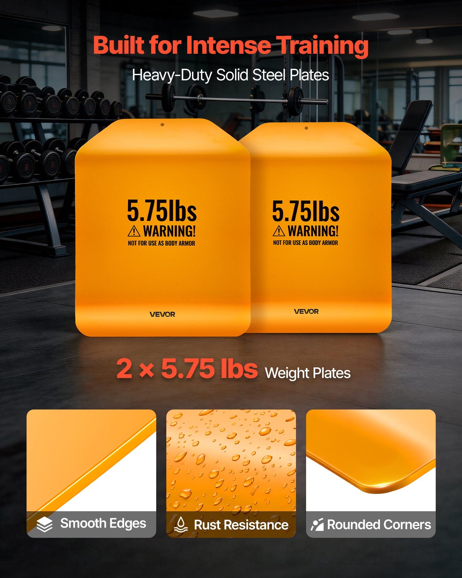 VEVOR Curved Weight Vest Plates, 5.75 LB Pairs, Premium Steel Tactical Weighted Plates for Vest, Ergonomic Design, for Strength Endurance Training, Running, Jogging, Fitness, Heavy Workouts VEVOR Curved Weight Vest Plates, 5.75 LB Pairs, Premium Steel Tactical Weighted Plates for Vest, Ergonomic Design, for Strength Endurance Training, Running, Jogging, Fitness, Heavy Workouts