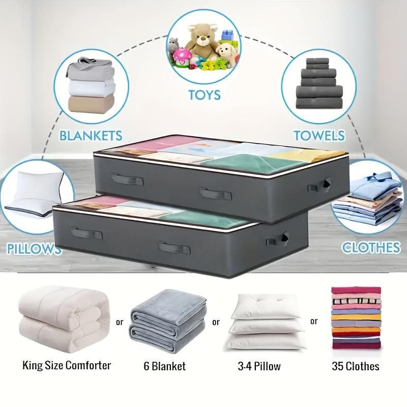 23.78 Gallons, Clear Window, Under-bed Storage Box - Multi-functional Wardrobe Organizer for Toys, Clothes, Blankets, and Quilts - 2-Piece Bedside Storage Set for Bedroom and Dormitory, Under-bed Storage (Compatible with 10,000+ Beds)