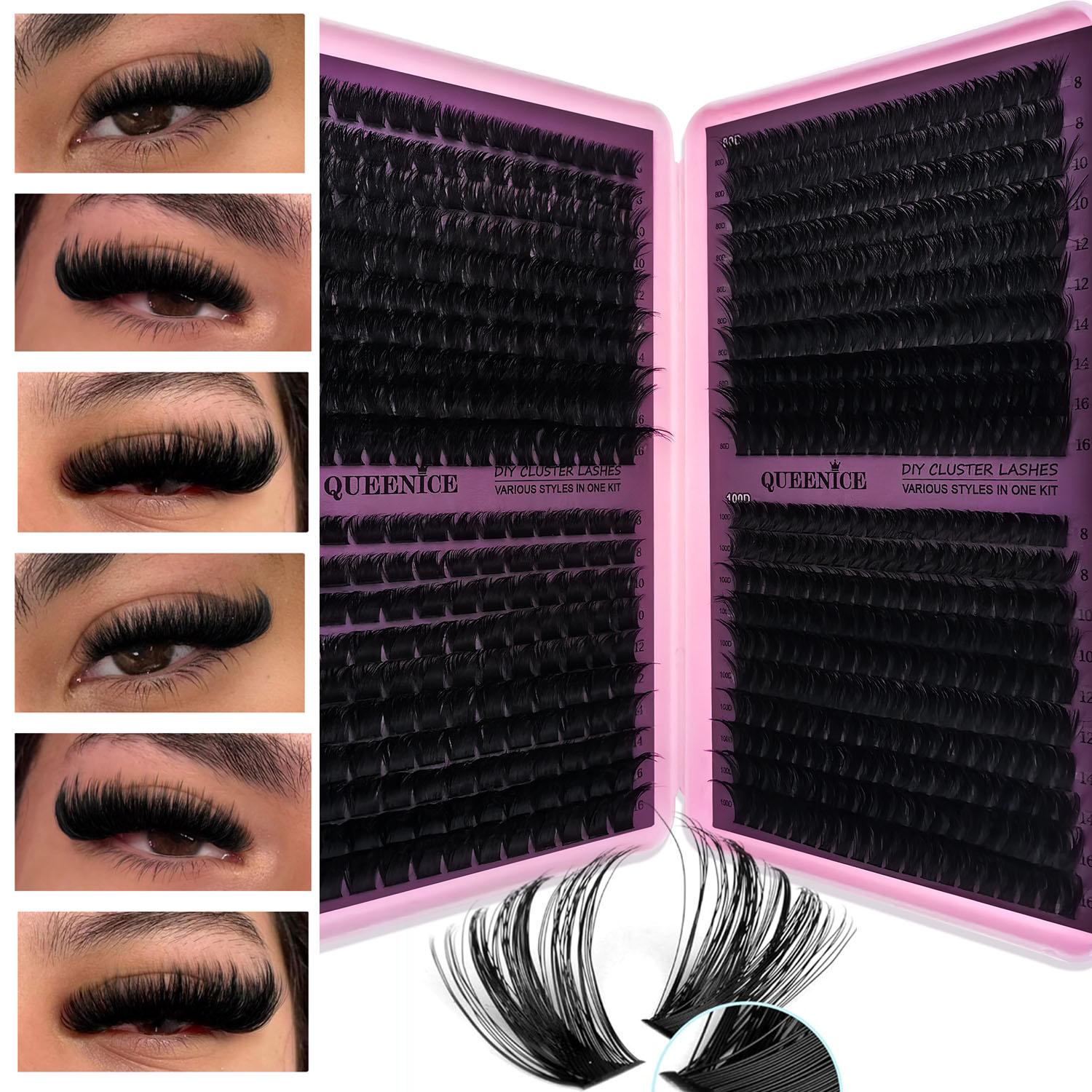 Slender and Soft False Eyelashes, Multi-Functional Eyelash Book 50D–150D with Mixed Natural Thick Eyelash Clusters (8mm–16mm), DD Curl Lashes for Daily Makeup, Charming Eyes, Beginner-Friendly Reusable Eyelash Falsies, Individual Eyelash Kit