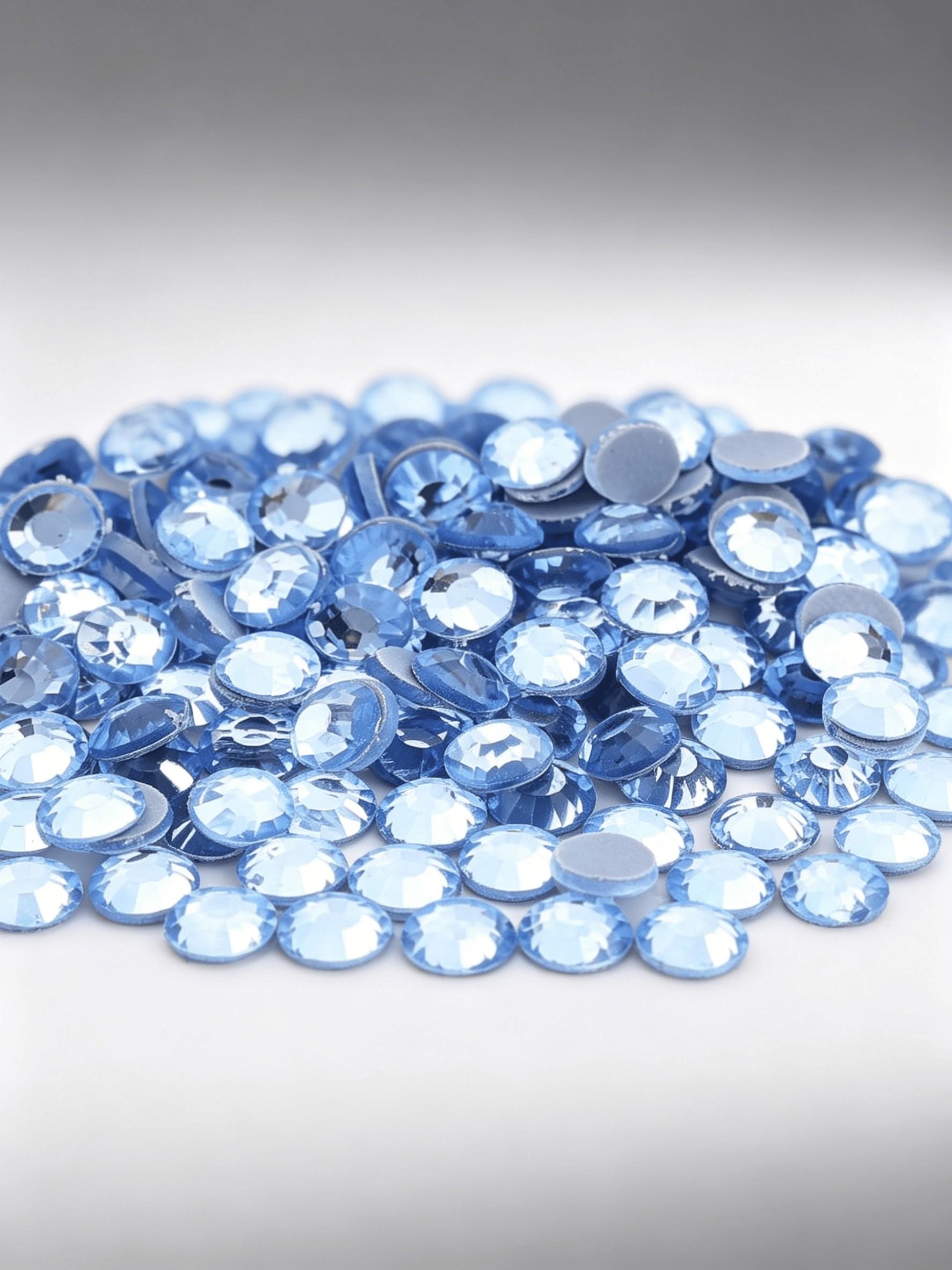 2880pcs High-Transparency Light Blue Hot Pressed Glass Rhinestones, DIY Nail Art Decorations, Perfect for Creative Nail Designers