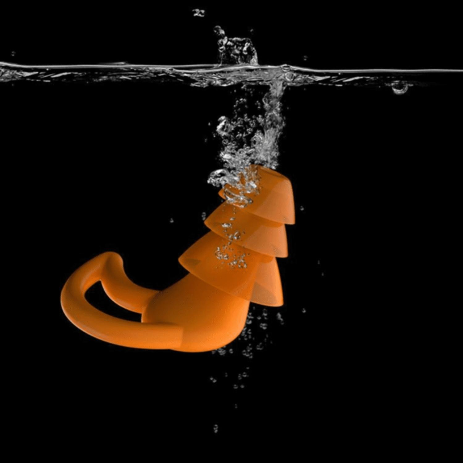 3-Layer Waterproof Reusable Silicone Ear Plugs, 2 Pairs for Swimming, Surfing, Snorkeling, Adults & Teens Aged 14+