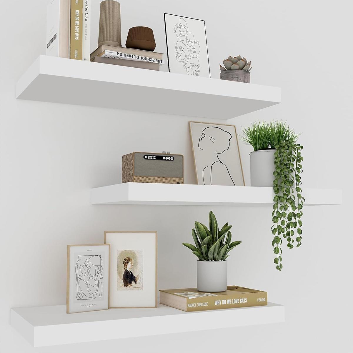 Three-Piece Wall-Mounted Floating Shelf Set, 30cm 40cm 50cm, Book Holder, Home Decor Storage Rack, Modern Design Organizer Three-Piece Wall-Mounted Floating Shelf Set, 30cm 40cm 50cm, Book Holder, Home Decor Storage Rack, Modern Design Organizer