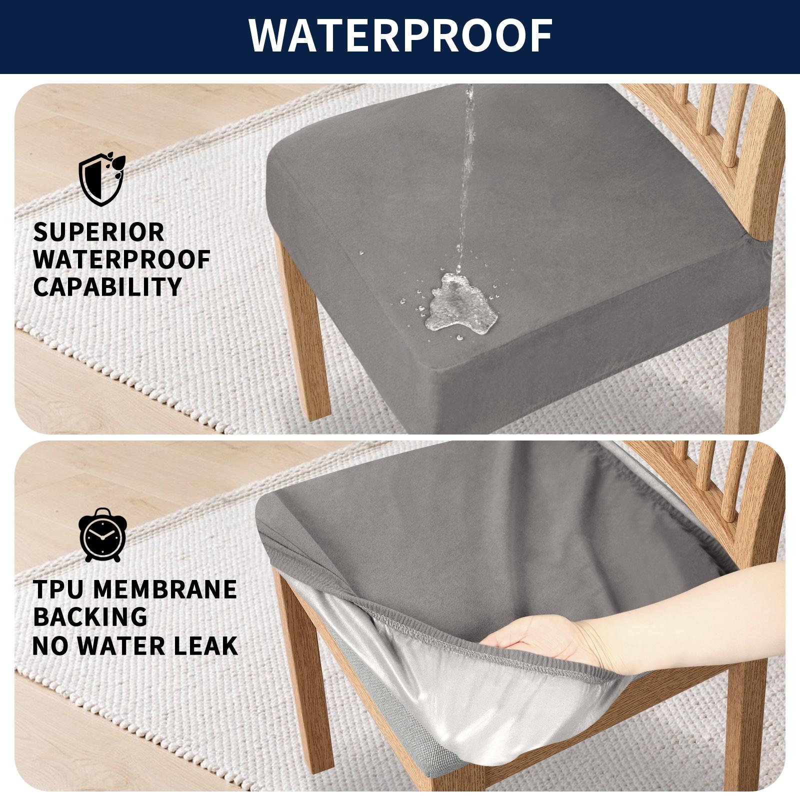 Easy-Going Waterproof Seat Covers for Dining Room Chairs Set of 2,4,6 Stretch Chair Seat Slipcovers Seat Protector Removable and Washable Kitchen Chair Covers