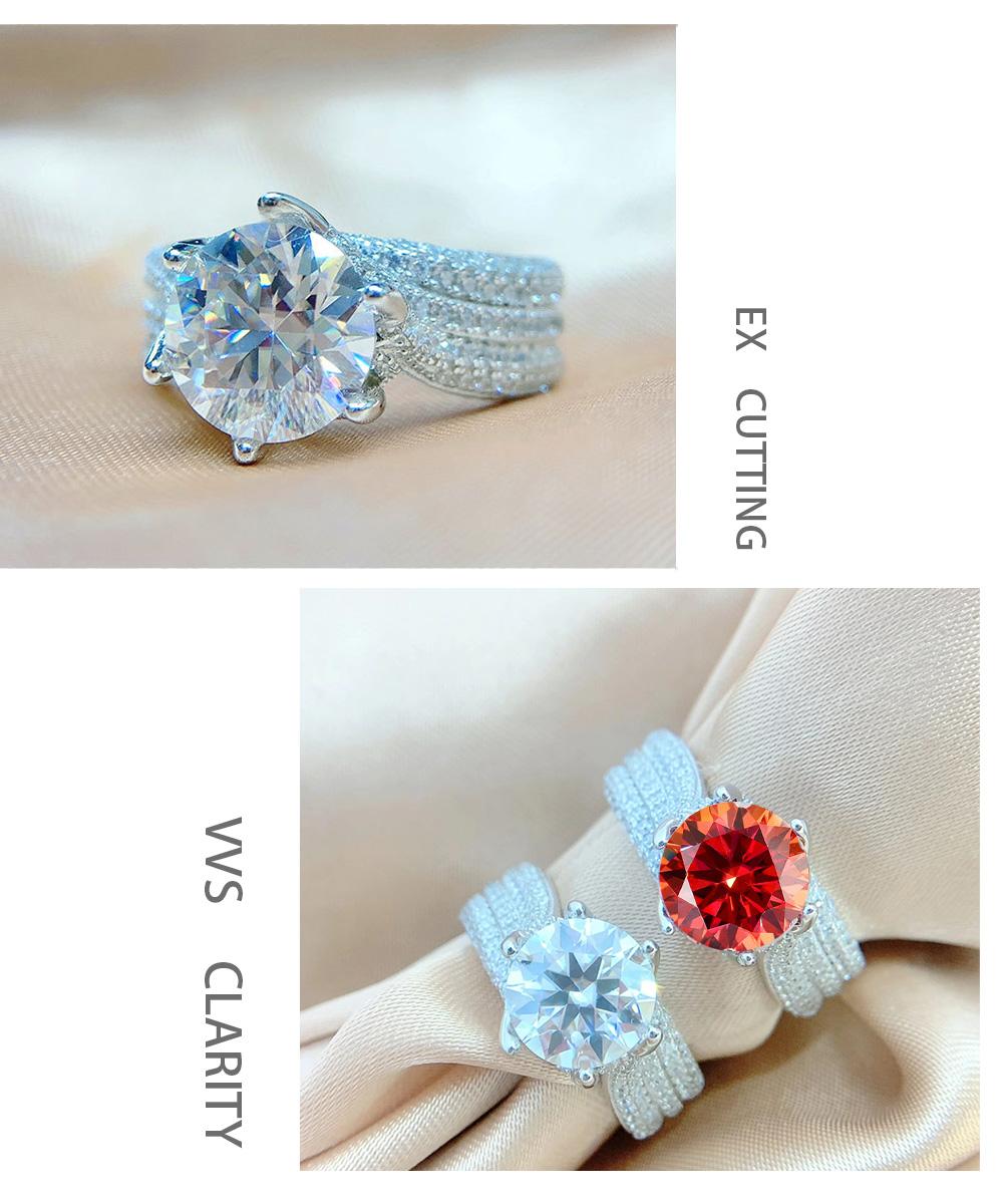[JYJZZ178]  （Abril）Synthetic Moissanite S925 Silver 3 CT Six Claw Fashion Design Four Color Premium Feeling Proposal Couple's Ring.