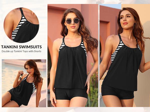 Yonique Tankini Swimsuits for Women Athletic Swim Tank Top with Boy Shorts Two Piece Tummy Control Bathing Suits Yonique Tankini Swimsuits for Women Athletic Swim Tank Top with Boy Shorts Two Piece Tummy Control Bathing Suits