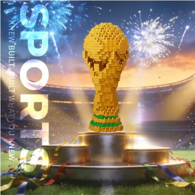 World Cup Hercules Cup Micro Particle Building Blocks Adult High Difficulty Assembly Model Creative Ornament Fan Collection Ornament is a perfect puzzle assembly toy gift that can test patience