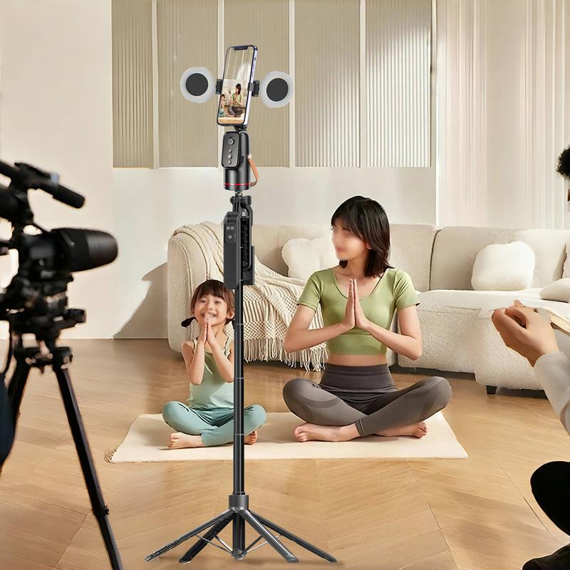 5-In-1 Smart Face Tracking Gimbal with Tripod, Wireless Selfie Remote, Light, Auto Rotation, Phone Stabilizer, Smartphone Vlogging Kit, Video Camera Accessory Kit