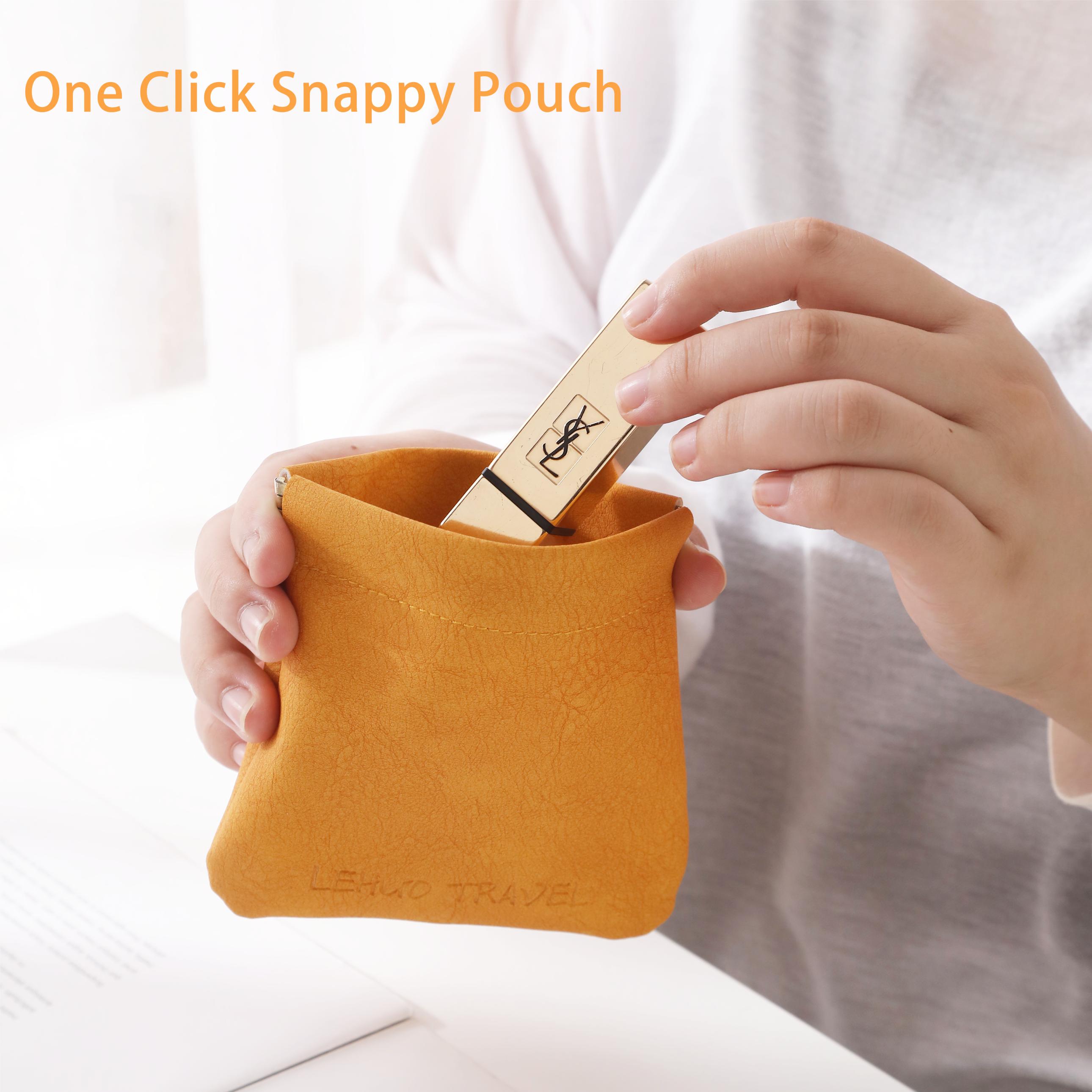 Purse Chaos Fixer Pouch Mini Auto Closure  Snappy Pouch For Keys/Changes/Coins/Lipstick/Cards Bag essentials in Marshmallow Colors Cosmetic Accessories Organizer Makeup Pouch Waterproof Pouch Glossy Pack