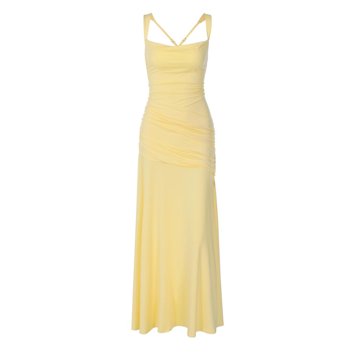 Women's Solid Color TIe-back Sleeveless Bodycon Slip Dress, Plain Criss Cross Straps Back Lace-up Ruched Slim Fit Maxi Dress, Party Club Date Evening Formal Gown Holiday Daily Casual Elegant Long Dresses For Ladies All Seasons Summer Fashion Clothes Wear