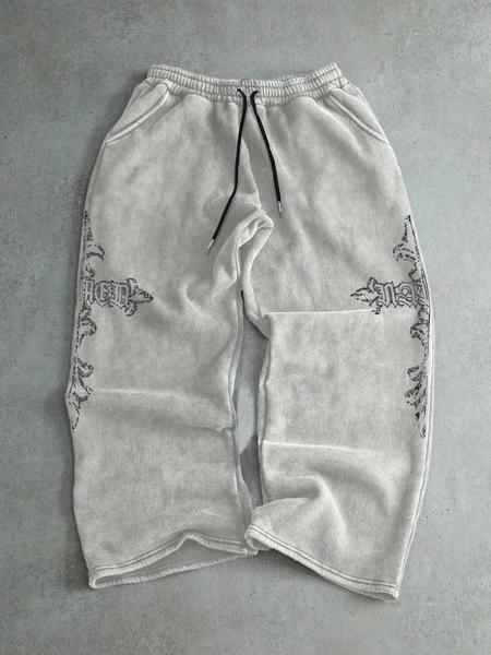 Men's Autumn Cross Print Straight Leg Sports Pants, Drawstring Waist Athleisure, Loose Fit Casual Street Style, All Season Comfortable Wear for Men & Women