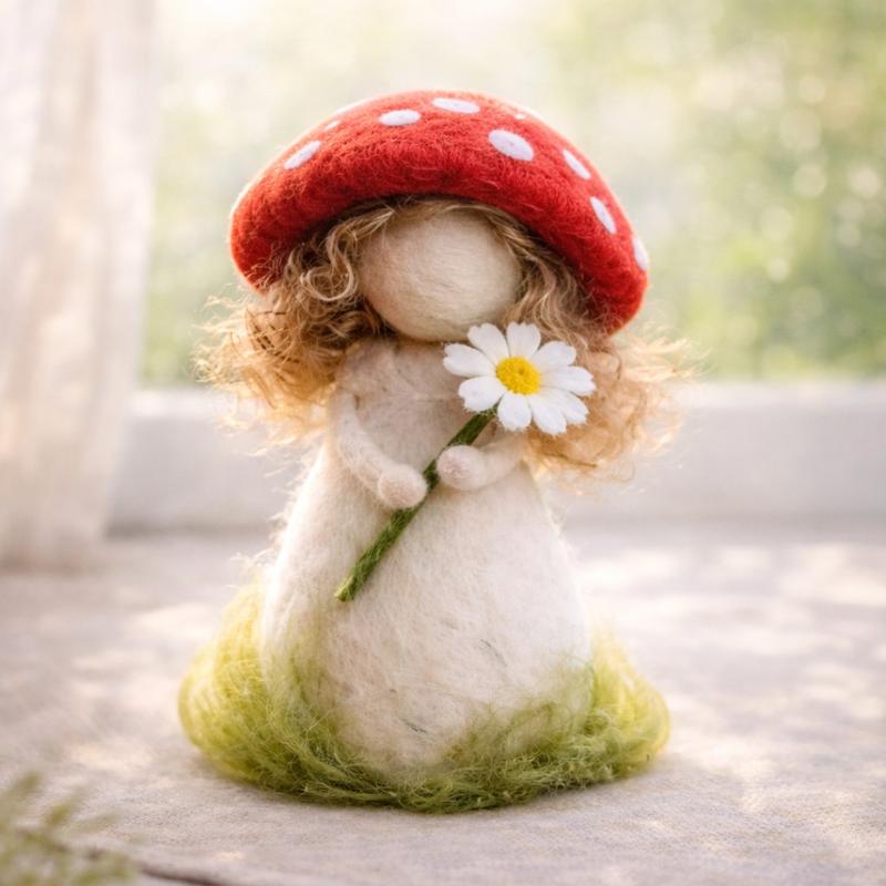 1Set Needle Felting Kit, Felting kits for Beginners adult with Step-by-Step Tutorials, Mushroom Girl DIY Felting Kit, Cute Funny Home Decorative Ornaments, Birthday Valentine's Day and Christmas Novelty Gifts, Diy Handmade Craft