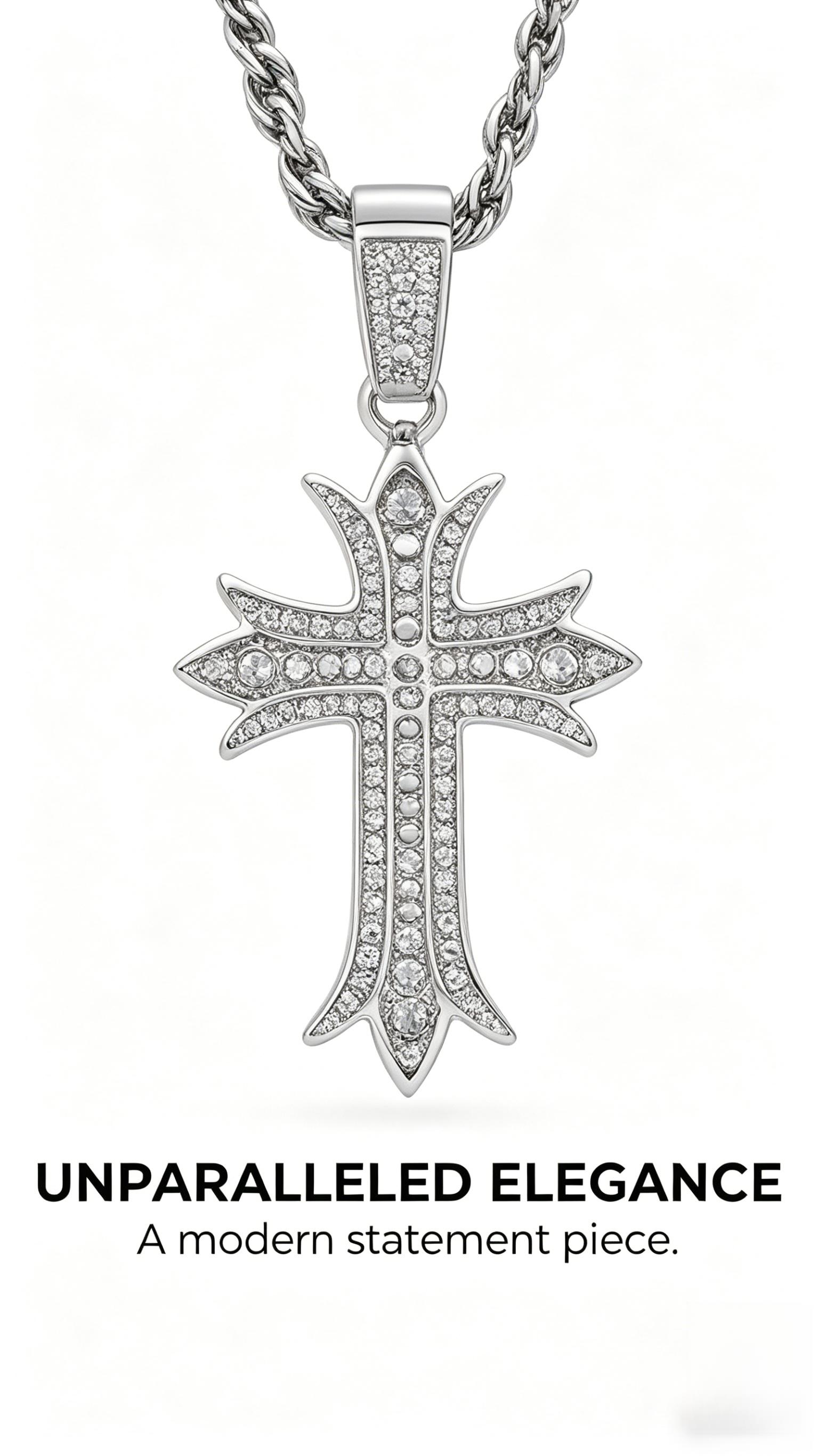 Durable Alloy Cross Pendant Necklace, Tarnish Resistant for Everyday Use