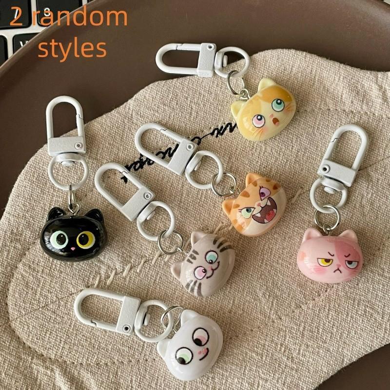 2 Cute Cat Keychains, Soft Adorable Phone Charms, Perfect Gift for Girlfriend and Couples, Decorative for Phones, Cameras, Backpacks