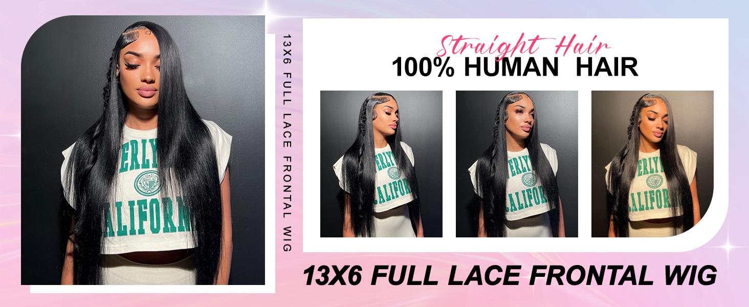 Lemoda 13x6 Full Lace Frontal Wig 200 Density Straight 13x4 Lace Front Wigs Human Hair Transparent Lace Pre Plucked 15A Brazilian Virgin Human Hair Wigs for Women