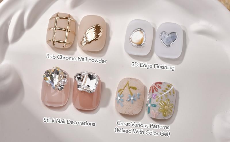 GAOY 3D Sculpting Gel for Nail Art, Semi-solid Nail Gel, No Wipe Nail Modeling Gel for Rubbing Chrome Nail Powder, Sticking Rhinestones and Painting