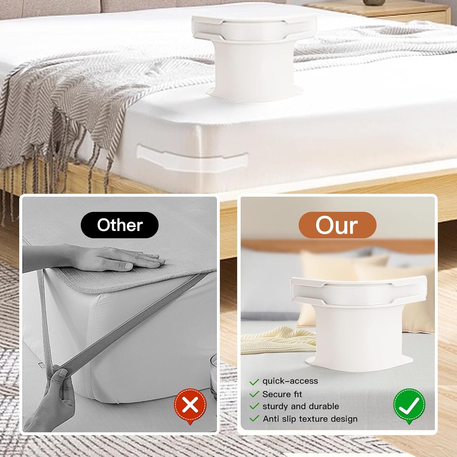 Bed Sheet Holder with Locking Clips, Corner Fitted for All Mattress Sizes Bedsheet Clip Durable Bedding Accessories/ Lock Sheet Holders Keep Sheets Tight Heavy Duty Bed Sheet Holder