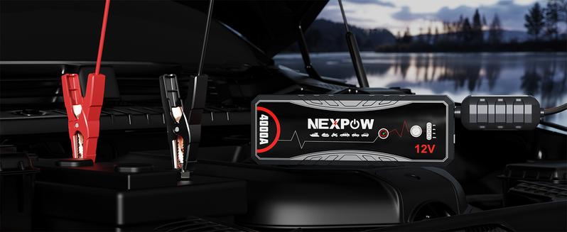 NEXPOW Car Jump Starter 4000A Car Battery Jump Starter Portable Pack for Up to All Gas and 10.0L Diesel Engine 12V Jump Box, Jump Pack, Battery Booster, Portable Jumper Cables with LED Light/USB QC3.0