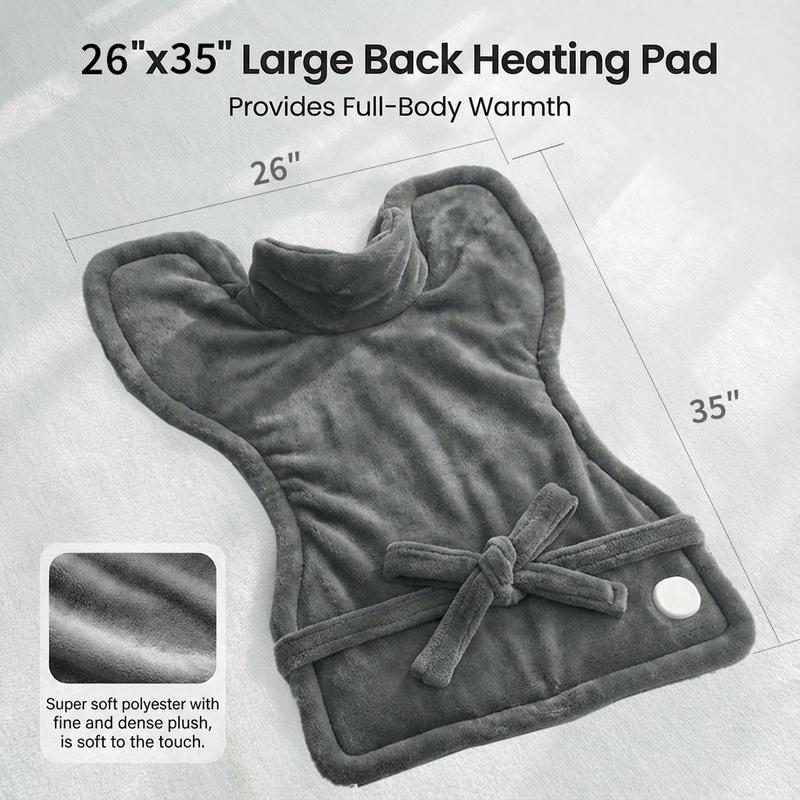 Large Electric Heating Pad for Back, Neck & Shoulders, 26" x 35" Soft Flannel Heating Pad with Adjustable Strap, Fast Heating, 6 Heat Settings, Auto Shut-Off, Machine Washable & UL Certified, Hot Compress Heat Pad Gift for Mom, Dad & the Elderly