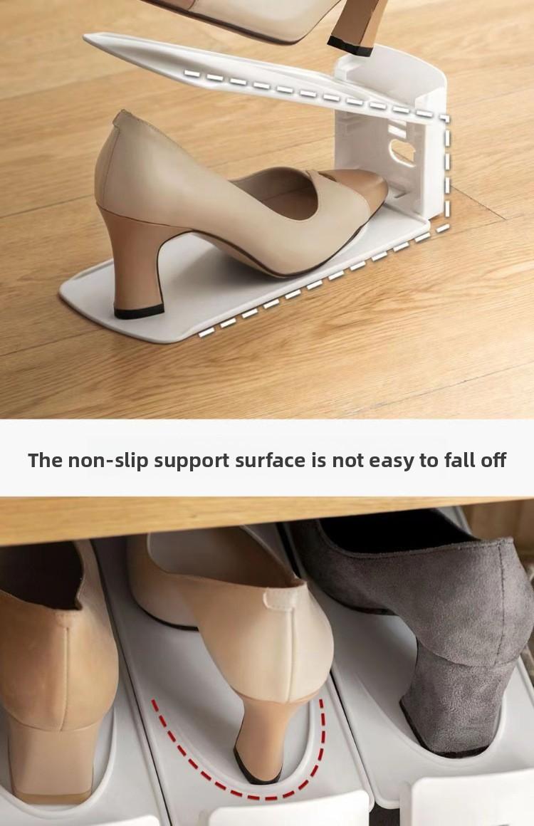 Double-layer shoe rack adjustable Double Tiers shoe storage artifact Organiser household space-saving shoe cabinet layered partition sorting shoe rack