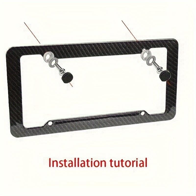 2PCS Carbon Fiber License Plate Frame Set - Stylish Black Finish, SecureFit Mounting For Front & Rear, Rust-resistant, With Noise-Canceling Rattle Proof Pads And Premium Screw Caps, U. S. Area License Plate Frame