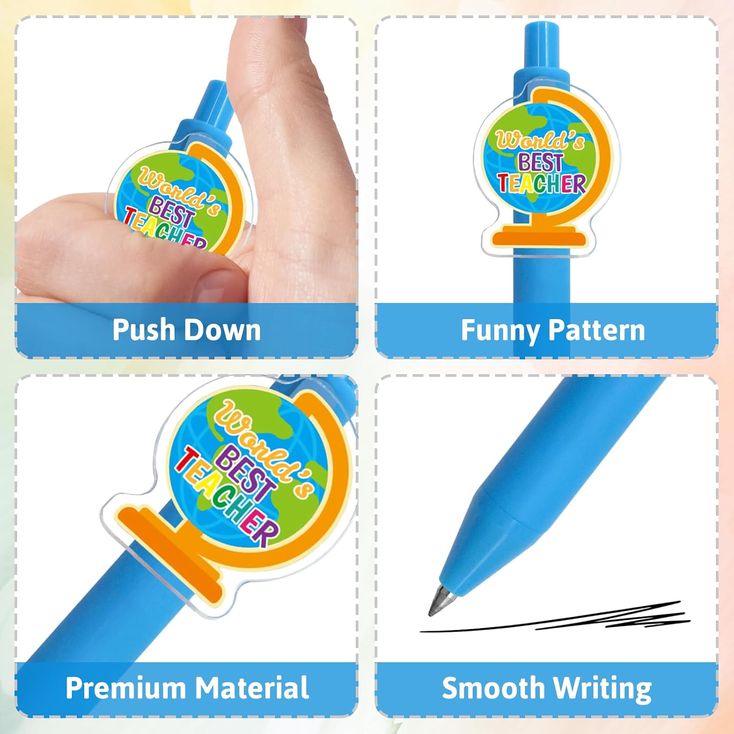 10-Pack Funny Teacher Ballpoint Pens, Cute Appreciation Gratitude Supplies for School Classroom Use