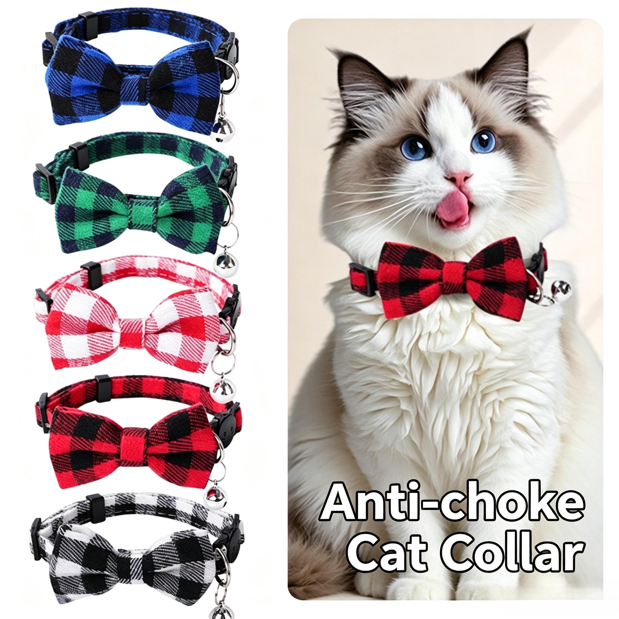 2-piece set of adjustable pet collars with bells, cute bow design pet collar with safety buckle, pet accessories for small dogs and cats