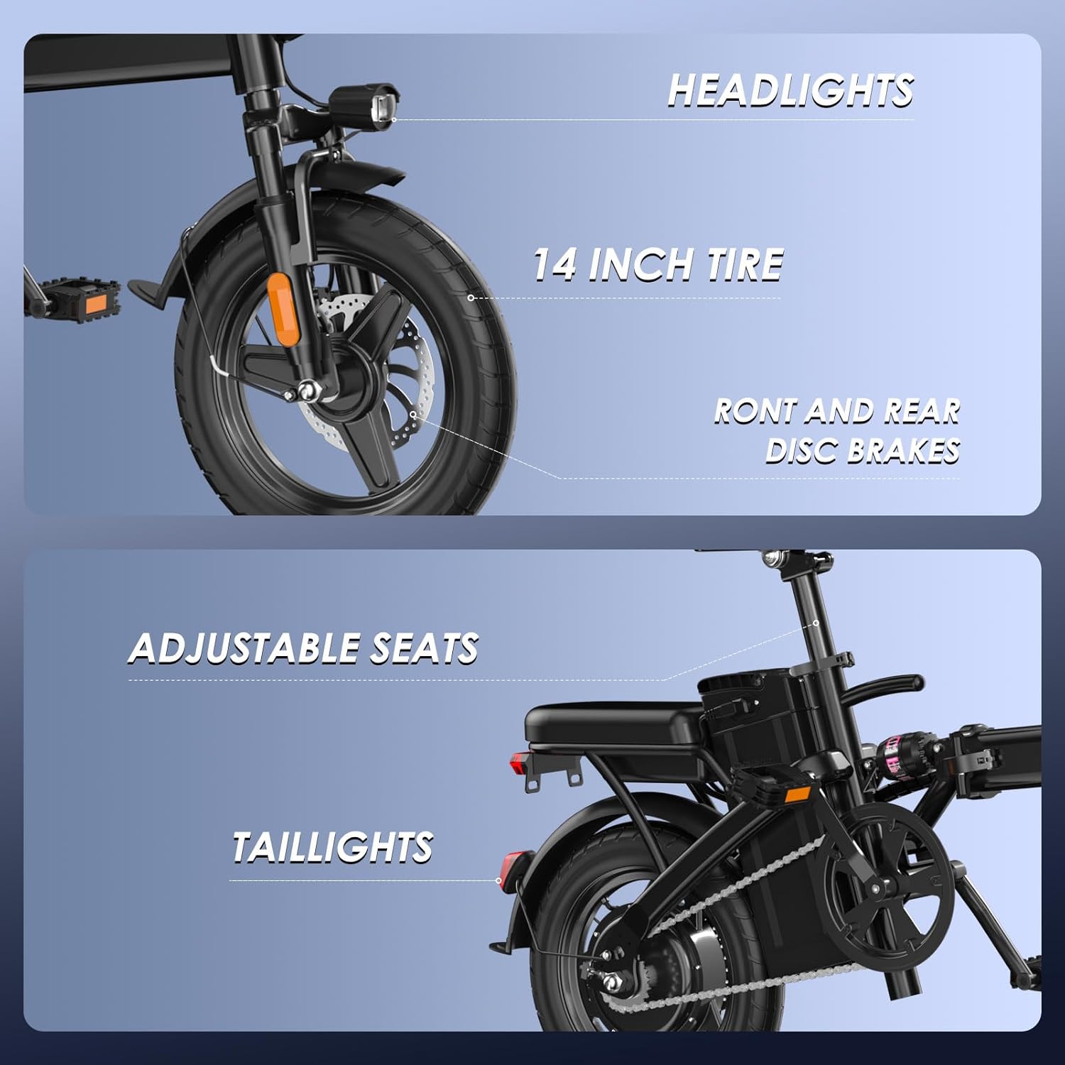 Upgraded Folding Electric Bike, 750Wh configuration, 14-inch tires ebikes, 22+ MPH speed, 30+ Mile range, can carry 2 people, Supports Up to 400 lbs, commuter Electric bicycle Upgraded Folding Electric Bike, 750Wh configuration, 14-inch tires ebikes, 22+ MPH speed, 30+ Mile range, can carry 2 people, Supports Up to 400 lbs, commuter Electric bicycle