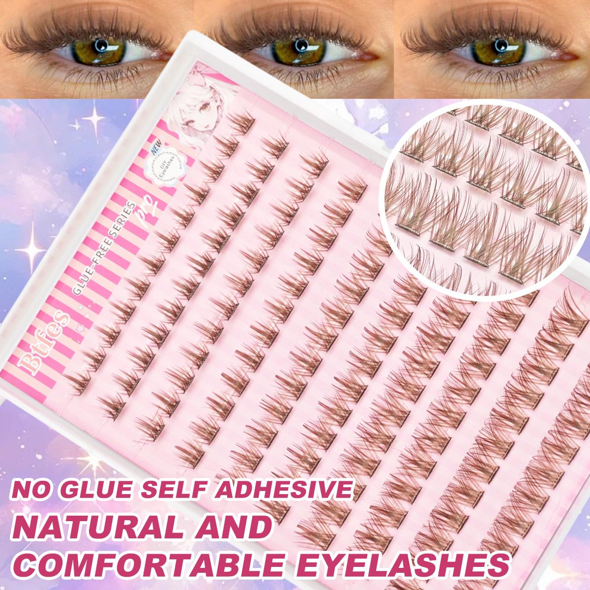 120pcs Brown Self Adhesive Eyelashes Natural Look Pre Glued Lashes DIY Eyelash Extension Wear No Glue Needed Eyelash Suitable For Daily Use Japanese & Korean Makeup Tools Lash Clusters, Eyelash Clusters, Individual Eyelashes, Lashes, Fake Lashes