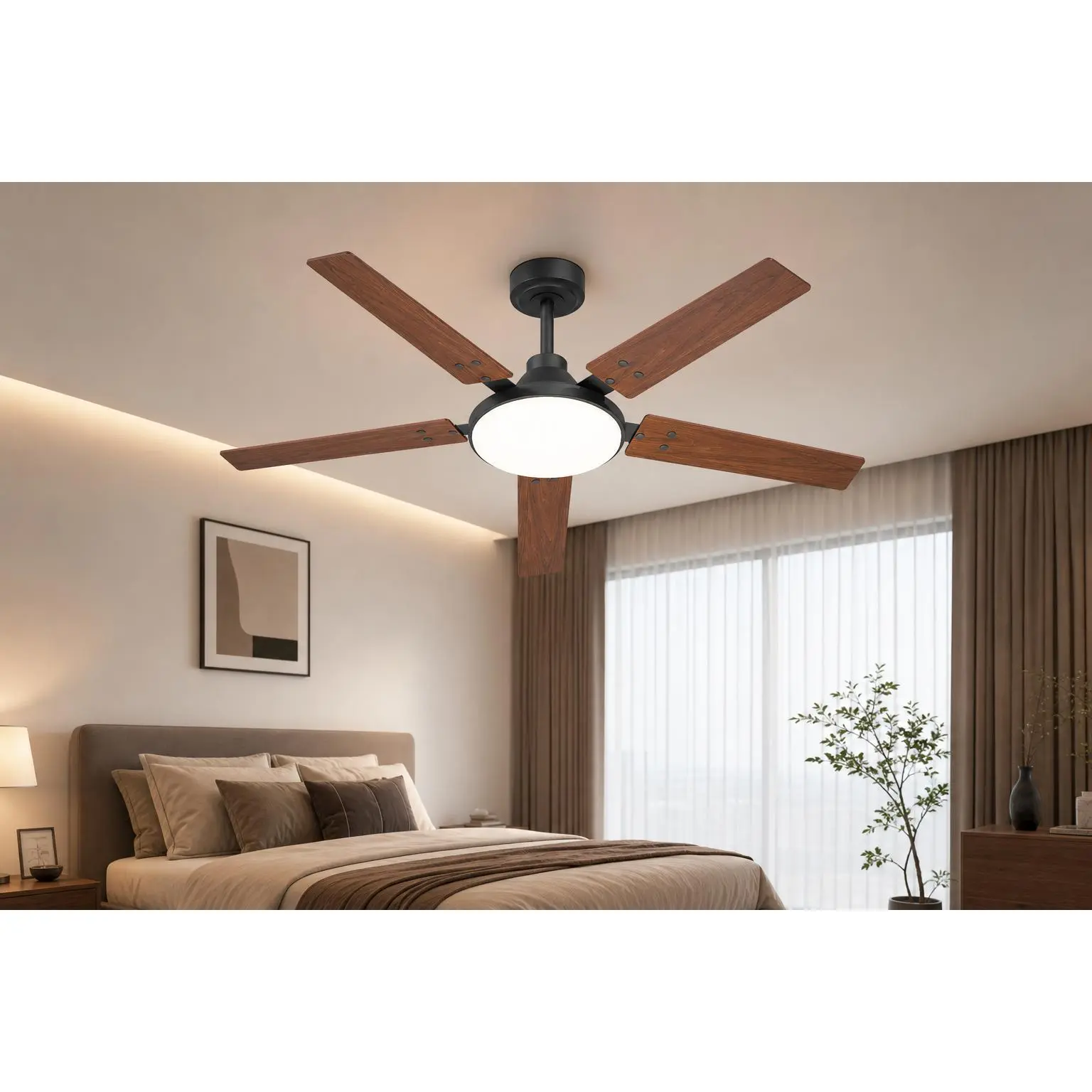 52 Inch Ceiling Fan with Lights and Remote - Modern Indoor Ceiling Fan with Quiet DC Motor, 6 Speeds, Reversible Blades, 3CCT Dimmable LED Light for Living Room