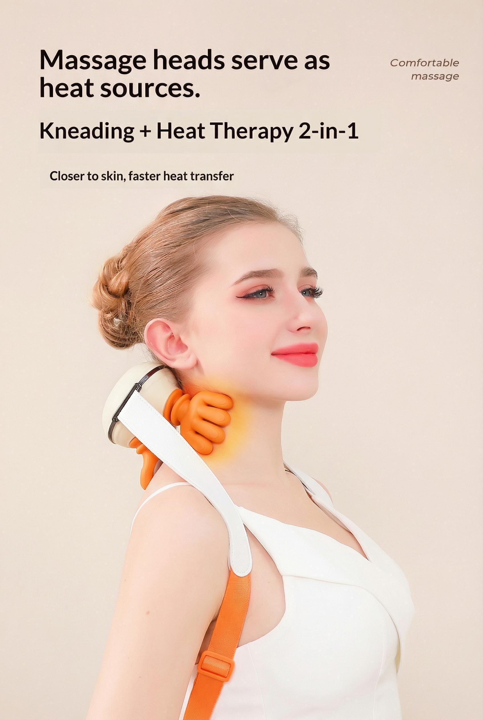 2026 upgraded shoulder and neck massager with heating function — wireless 3D kneading and deep tissue therapy technology, includes a remote control for easy operation, lightweight and portable, ideal as a gift.
