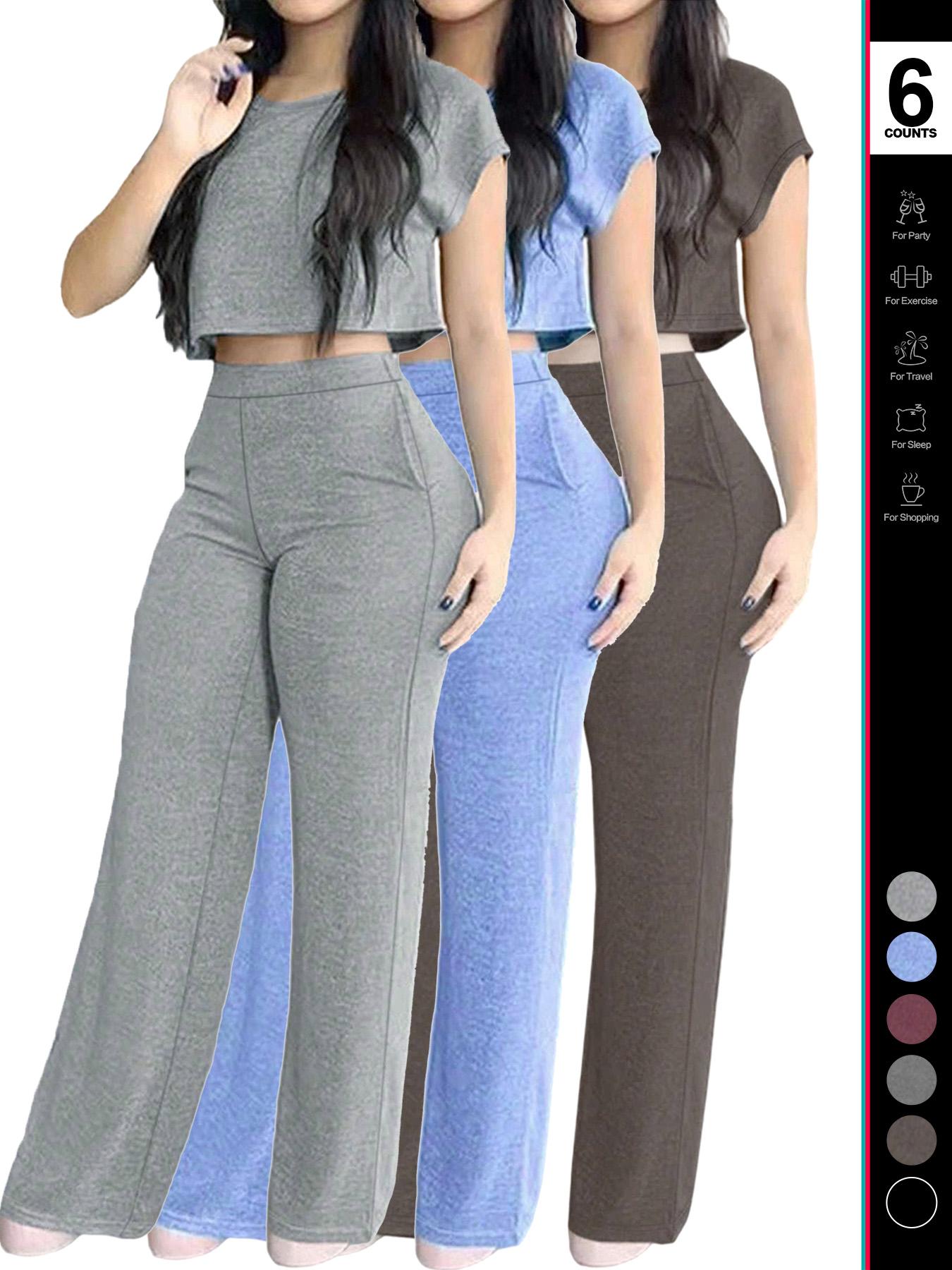 Women's Casual Elegant Solid Color Set, 2-Piece Daily Wear Clothes with Pockets, Comfortable & Stylish Design