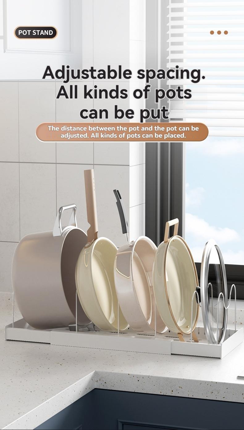 Kitchen Storage Rack Stainless Steel Pot Bowl Dish Organizer, Detachable Kitchen Shelf, Durable & Space-Saving Design