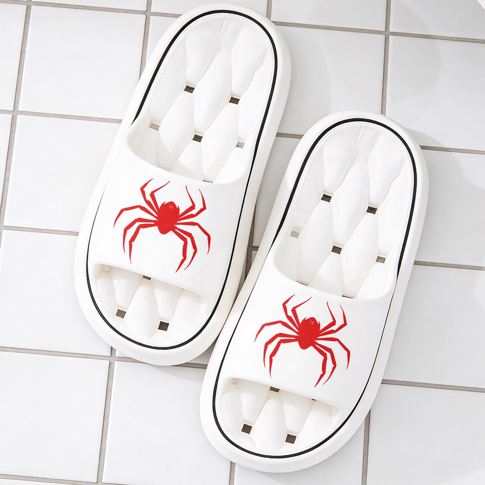 Halloween Spider Pattern Slippers for Men Women Comfortable Indoor Non Slip Home Shoes Soft Sole Warm Winter Footwear Casual Daily Use
