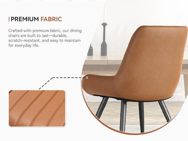 Kerilyn Modern Dining Chairs Comfy Dining Room Chairs with Thick Cushions, Upholstered Fabric Kitchen Side Chairs with Metal Legs, Black