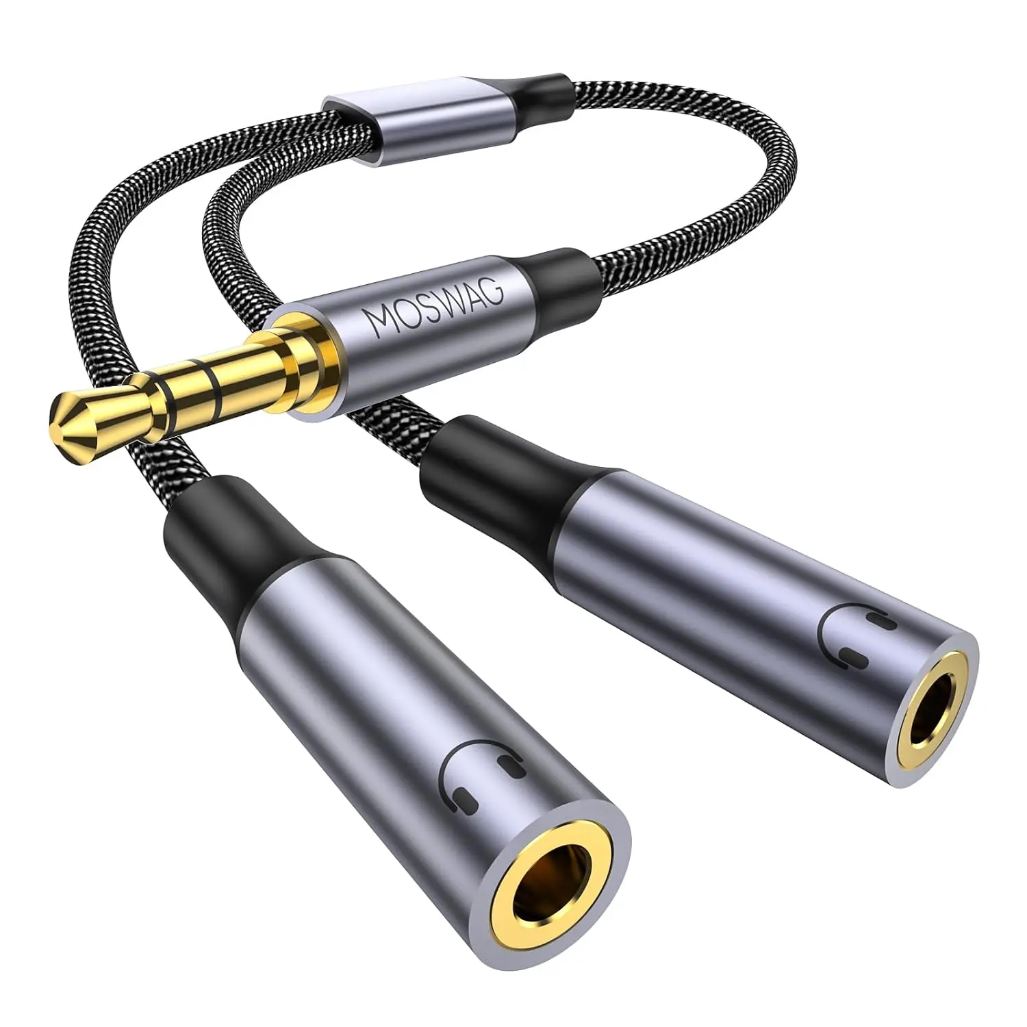 Headphone Splitter 3.5mm Audio Male to Dual Female Y Splitter Cable Headphone Splitter 3.5mm Audio Male to Dual Female Y Splitter Cable