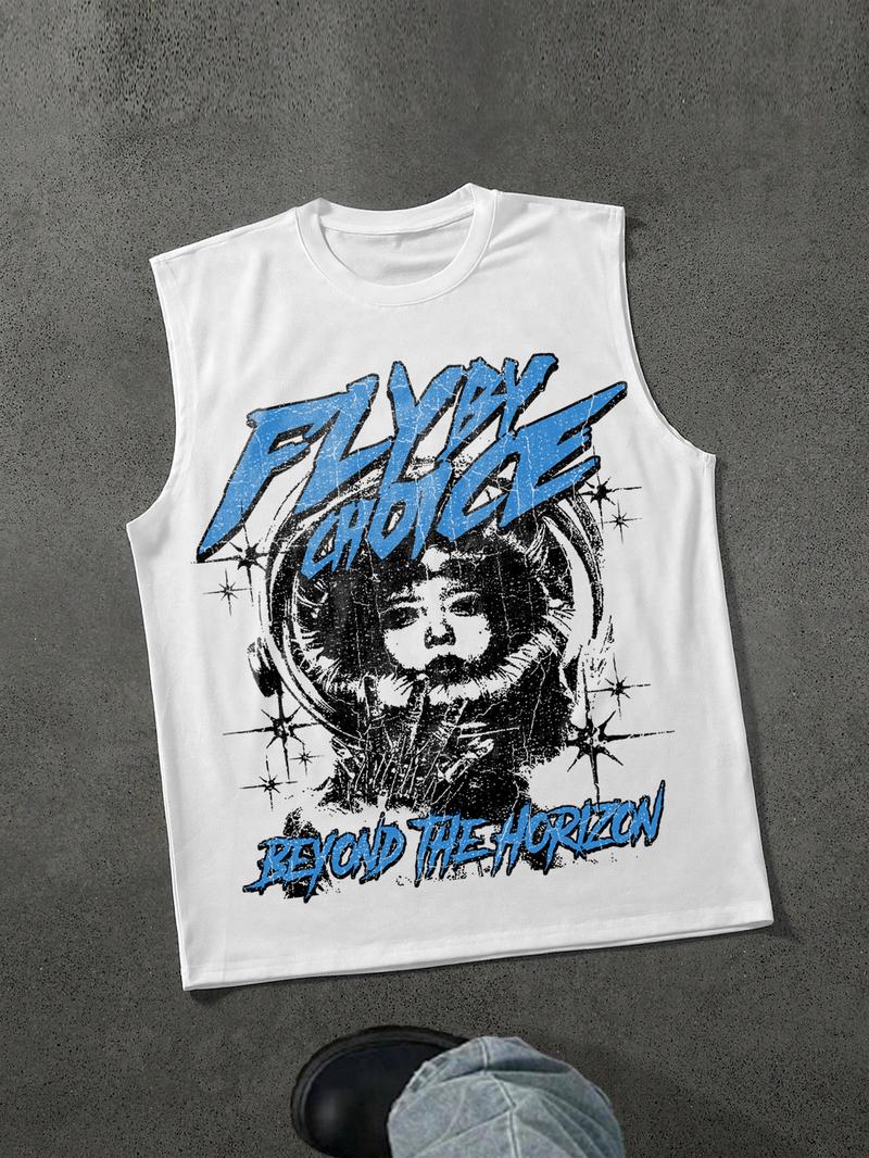 Sopula Studio Men's Fly By Choice Sleeveless Graphic Tee 100% Cotton Summer Casual Round Vinyl Tank Top White