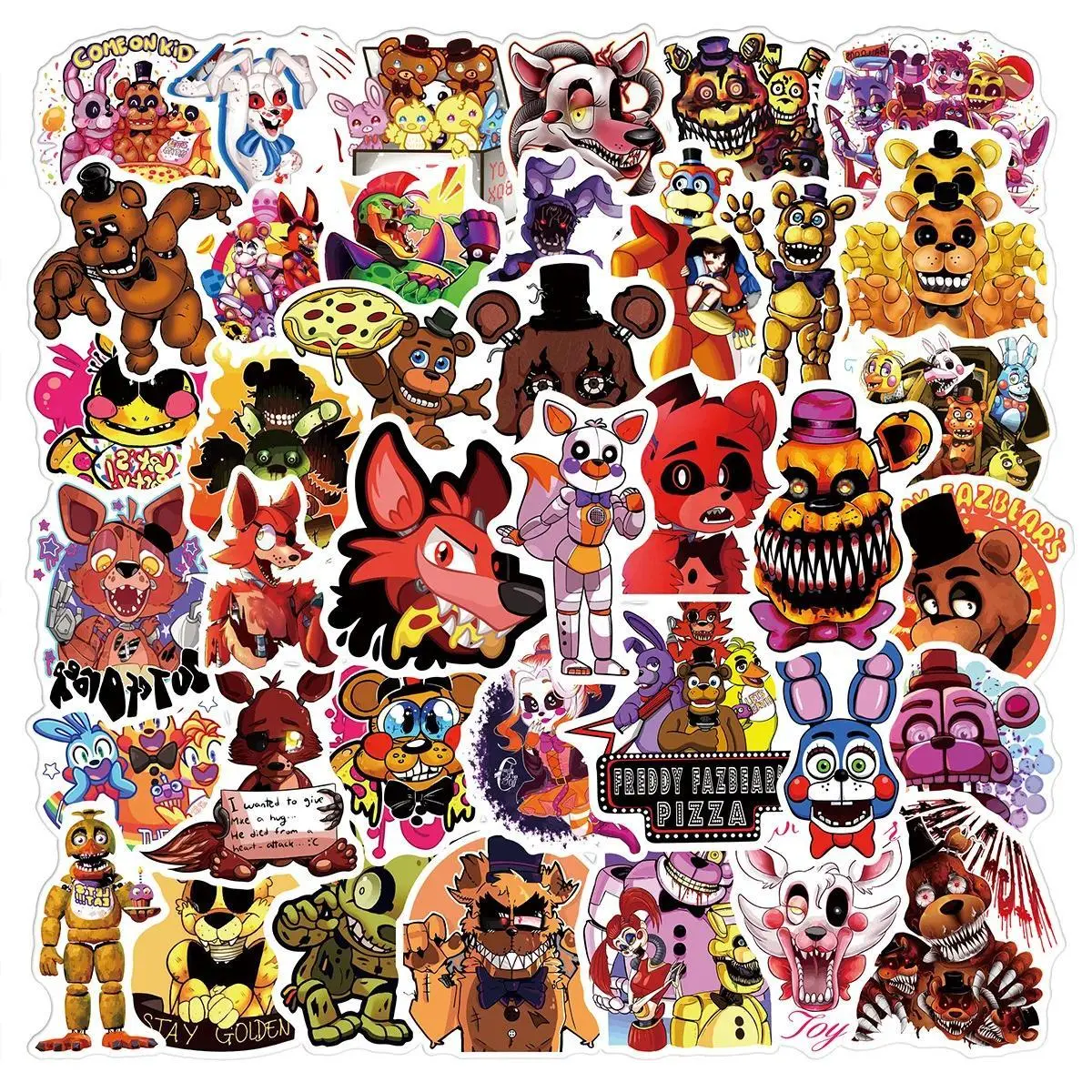 2026 Hot selling toys 50Pcs FNAF Cute Stickers Five Nights At Freddys Cartoon Anime Pattern Kawaii Sticker Notebook Cup Decorations Internet-famous toy