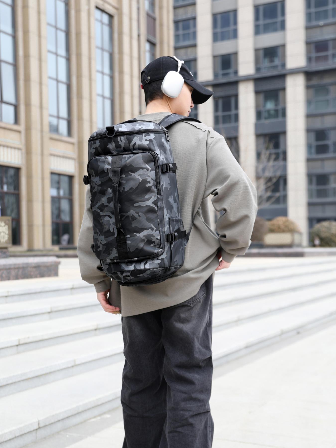 Camouflage Pattern Large Capacity Travel Backpack, Multi-functional Backpack, Unisex Outdoor Travel Sports Backpack