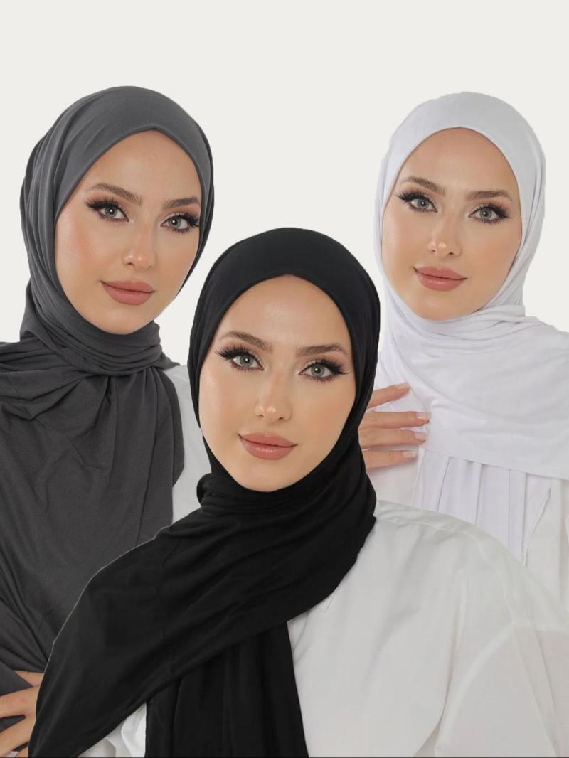 Women's Solid Color Khimar, Soft Comfortable Breathable Hijab for Daily Wear, Fashionable Casual Modern Muslim Clothing for Women