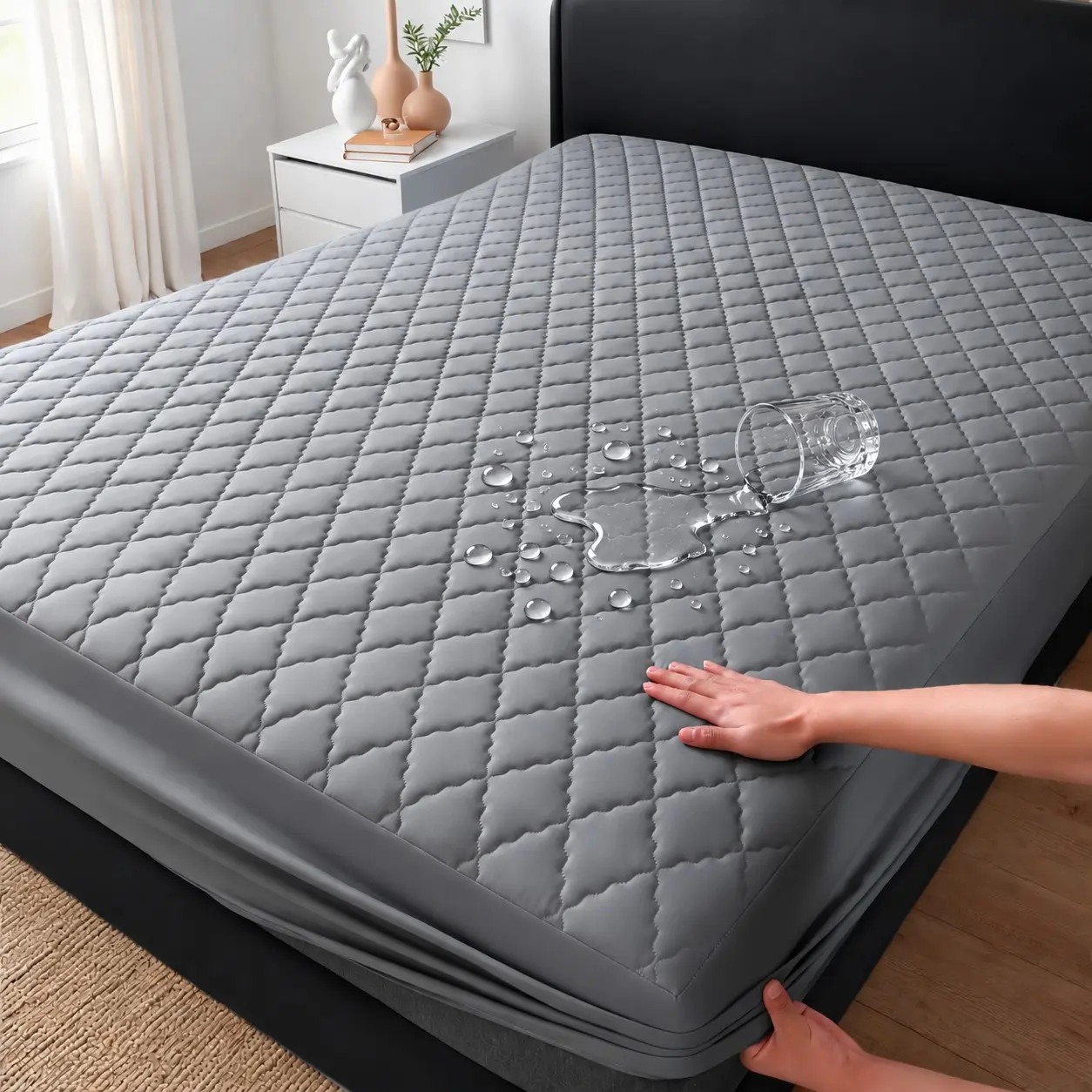 Waterproof Mattress Protector for Bedwetting and Homes with Pets, Soft Thick Padded Mattress Cover with Non-Slip 30cm Deep Pocket, Breathable Noiseless Machine Washable Fitted Bedding for Kids, Adults and Elderly, Available in Multiple Sizes