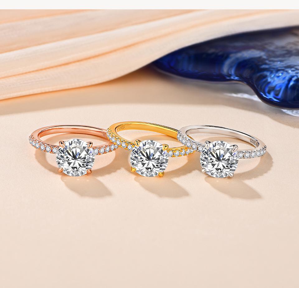 3CT Round Cut Synthetic Moissanite Ring  Wedding Rings for Women Daily Wearing in For Birthday Gift Party R024 SpringStatements